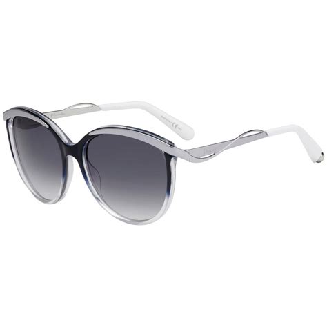 Dior Metal Eyes Blue, Gray Gradient Round Ladies Sunglasses 